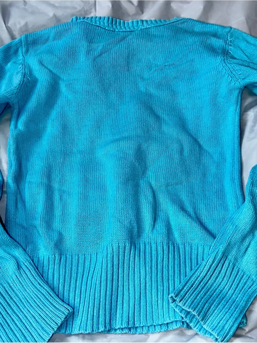 Old Navy Turquoise Sweater with Navy and White Peace Sign